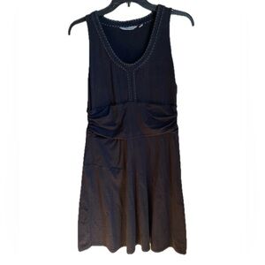 Athleta Womens Knee Length Tank Dress Size M Black White Stitch Sleeveless